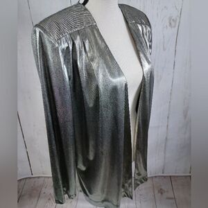 Vintage Joan Walters Silver Metallic Shiny Cardigan Jac